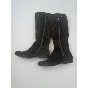 Enzo Angiolini Brown Suede Tall Boots Size 7M Equestrian Capsule Neutral